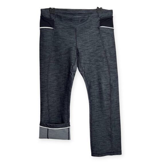 Lululemon Ride On Crop Leggings SIZE 10 Gray Button Ankle Capri Yoga Pants - Picture 1 of 11